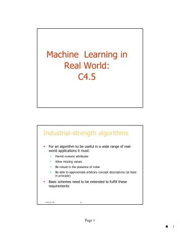 Machine Learning in Real World: C4.5 - STS