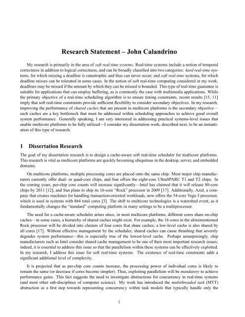 Research Statement A John Calandrino Unc Computer Science