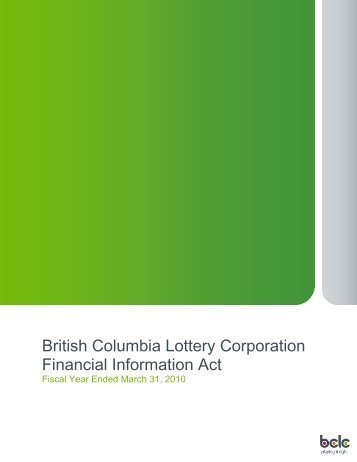 British Columbia Lottery Corporation Financial Information Act