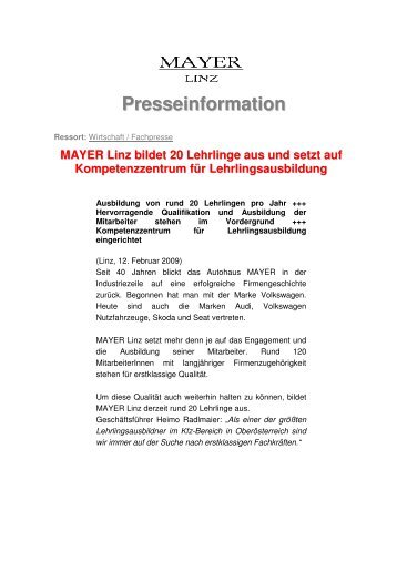 Presseinformation - Mayer Linz