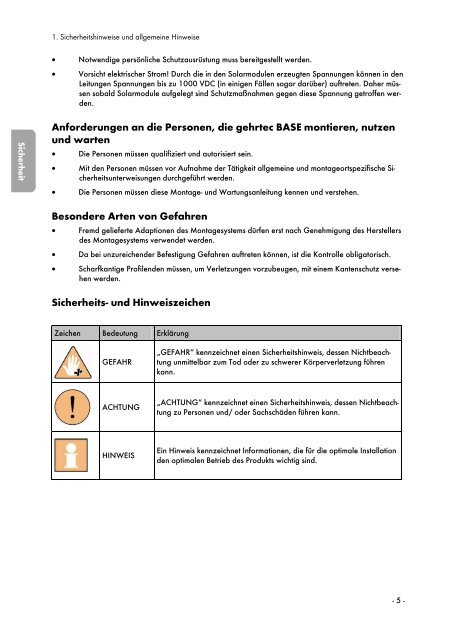 Montage- und Wartungsanleitung - Gehrlicher Solar