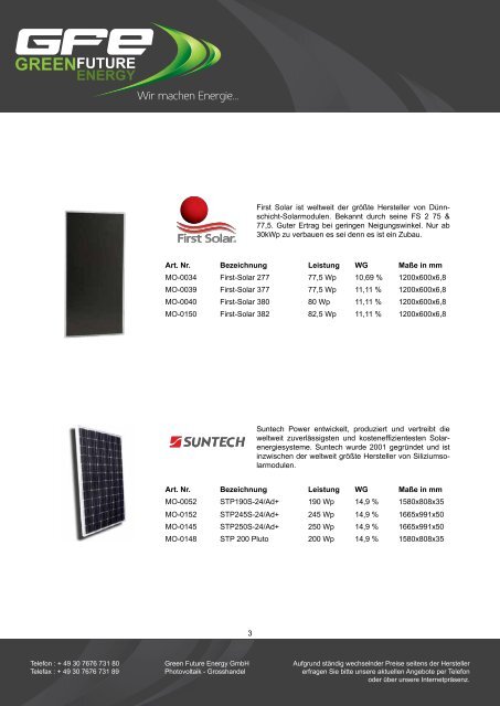 GFE / Green Future Energy GmbH Florian Wichmann ...