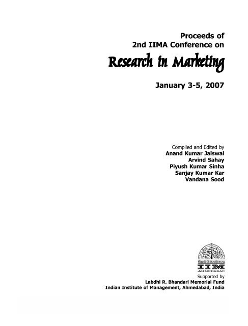 IIMA Research in Marketing Conference 2007