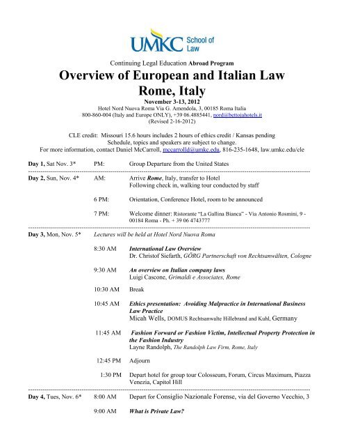 Overview of European and Italian Law Rome, Italy - UMKC School of ...
