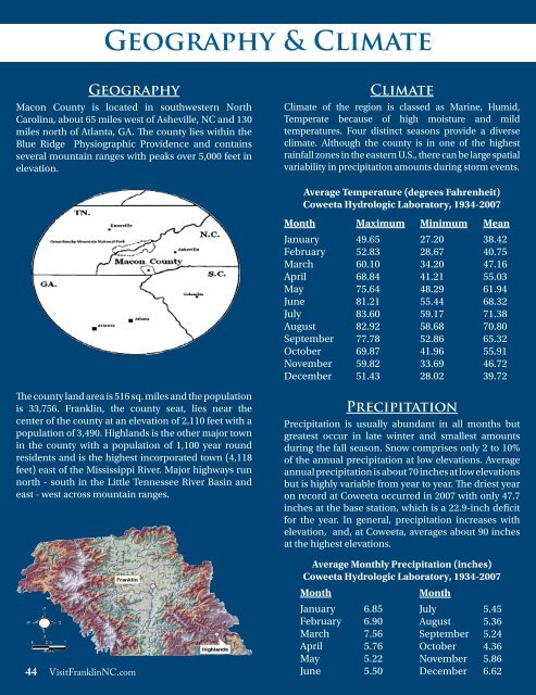 North Carolina Visitor & Relocation Guide - Franklin Chamber of ...