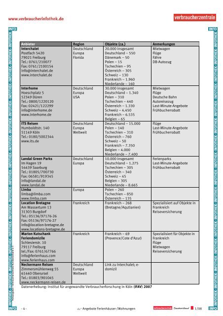 Spezielle Reiseangebote - Verbraucherinfothek