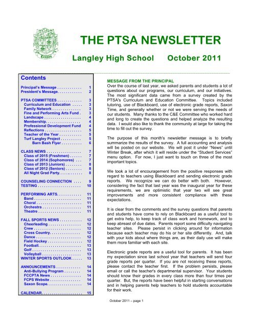 The Ptsa Newsletter Langley High School Ptsa