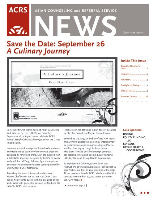 Save the Date: September 26 A Culinary Journey - Asian ...