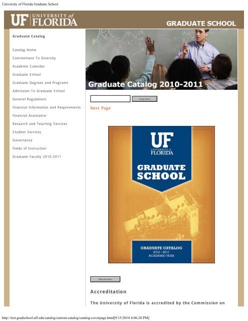 2010-2011 UF Graduate Catalog (PDF Format) - Graduate School ...