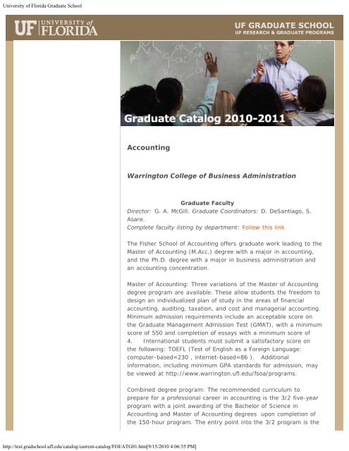 2010-2011 UF Graduate Catalog (PDF Format) - Graduate School ...