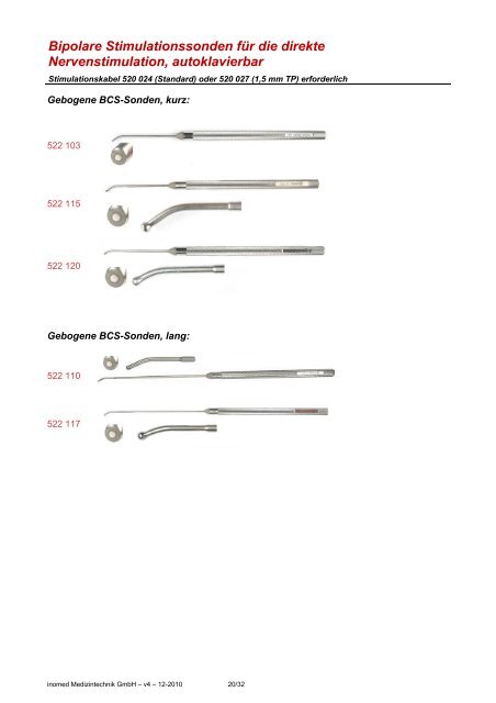 522 504 Sonden-Kit für Plexuschirurgie zur Ableitung von