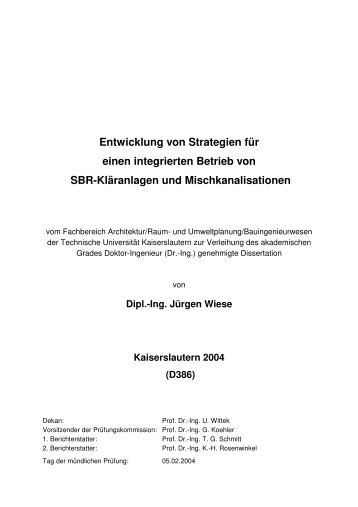 Entwicklung von Strategien für einen integrierten Betrieb von SBR ...