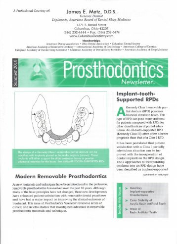 Implant-tooth-Supported RPDs - James Metz DDS.