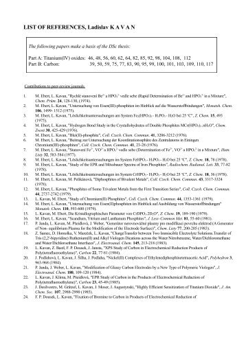 LIST OF REFERENCES, Ladislav K A V A N