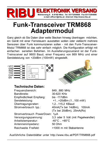 Funk-Transceiver TRM868 RIBUELEKTRONIK VERSAND