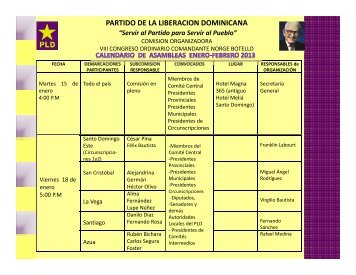 CALENDARIO ACTIVIDADES VIII CONGRESO - PLD 2013