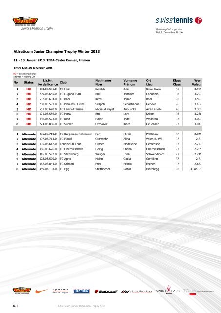 Programmheft - Tennis Zentralschweiz