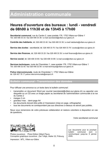 Bulletin Communal Villars Sur Glane