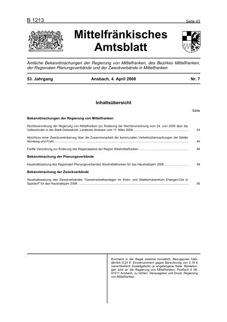 Amtsblatt - Regierung von Mittelfranken - Bayern
