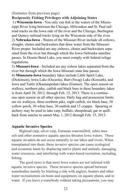 DNR Fishing Regulations 2012 - Marshall County