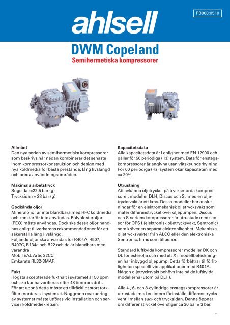 DWM Copeland Semihermetiska kompressorer - Ahlsell