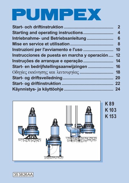 K 89/103/153 start and operating