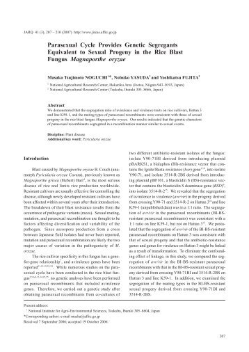 Parasexual Cycle Provides Genetic Segregants Equivalent to ...