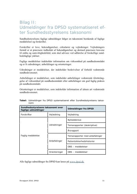 Årsrapport 2010 - DPSD - Dansk Patientsikkerhedsdatabase