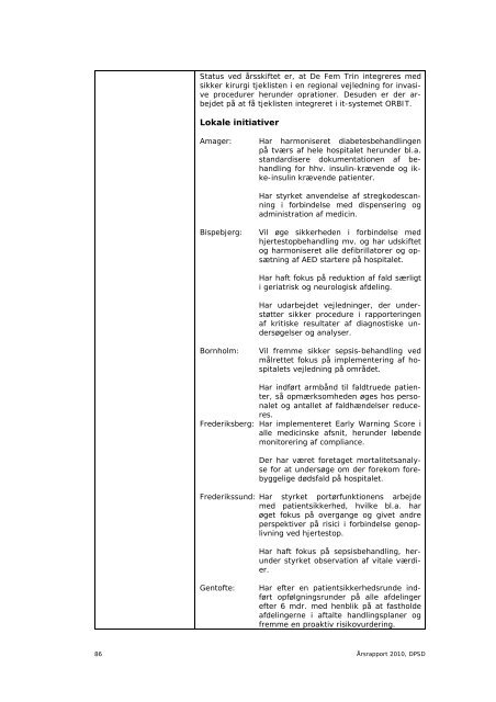 Årsrapport 2010 - DPSD - Dansk Patientsikkerhedsdatabase