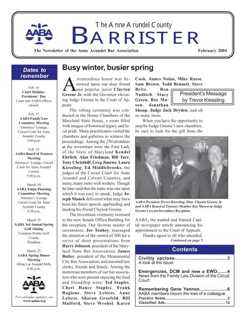 BARRISTER - Anne Arundel Bar Association