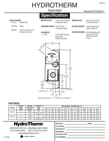 HydroTherm HB Baseboard Submittal (HSHT-4)