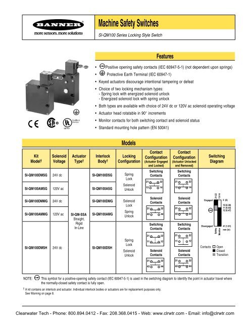 Banner SI-QM100 Series Locking Style Machine Safety Switches