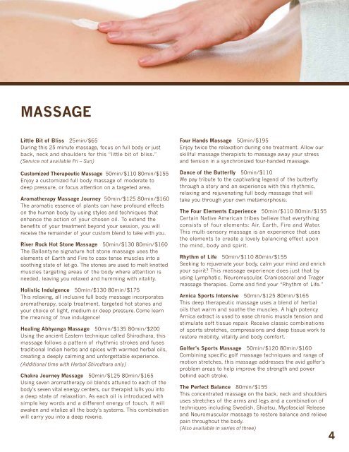 Spa Treatments & Salon Services - Ballantyne Hotel