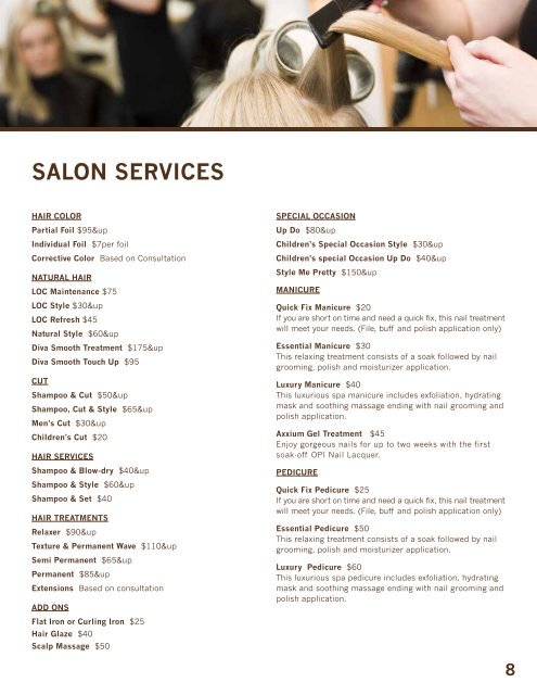 Spa Treatments & Salon Services - Ballantyne Hotel