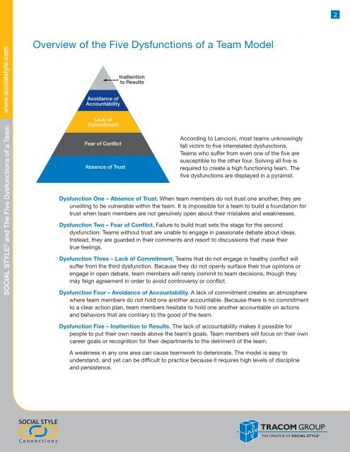 Social Style and Five Dysfunctions Whitepaper - The TRACOM Group