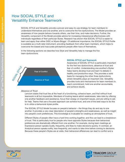 Social Style and Five Dysfunctions Whitepaper - The TRACOM Group