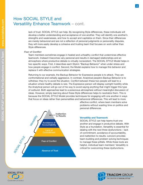 Social Style and Five Dysfunctions Whitepaper - The TRACOM Group