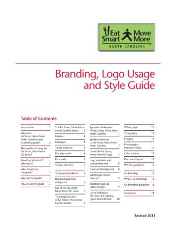Branding, Logo Usage and Style Guide - Eat Smart, Move More NC