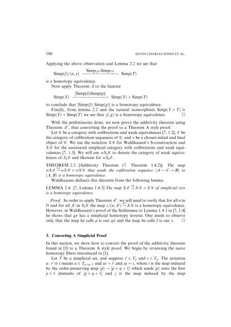 The Additivity Theorem in K