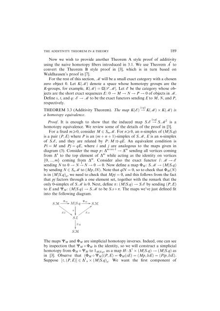 The Additivity Theorem in K