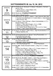 GOTTESDIENSTE 09. bis 15. 04. 2012 - Reith im Alpbachtal