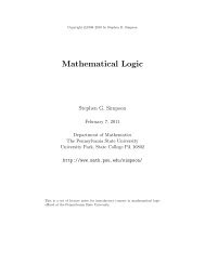 Mathematical Logic - Department of Mathematics - Pennsylvania ...