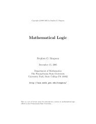 Mathematical Logic - Department of Mathematics