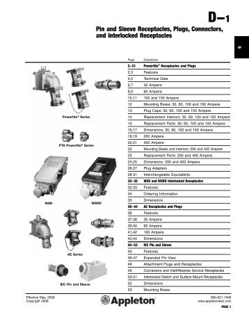 Pin and Sleeve Receptacles, Plugs, Connectors, and Interlocked ...