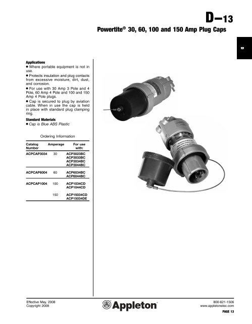 Pin and Sleeve Receptacles, Plugs, Connectors, and Interlocked ...