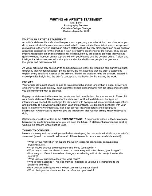 WRITING AN ARTIST S STATEMENT Matt Siber artist-statement-how-to-write-30-best-examples-tips