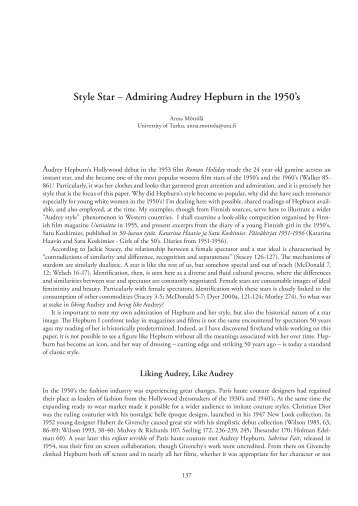 Style Star – Admiring Audrey Hepburn in the 1950's - IIPC
