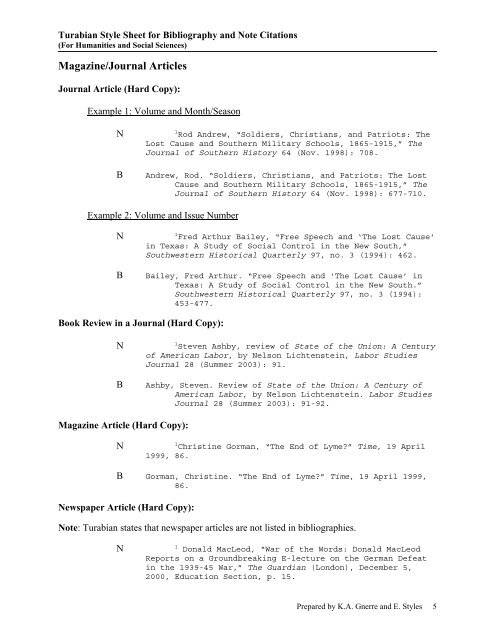 Turabian Style Note Turabian