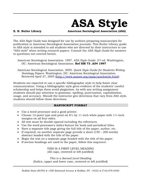 ASA Style - Buffalo State