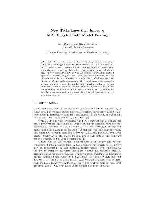 New Techniques that Improve MACE-style Finite Model Finding